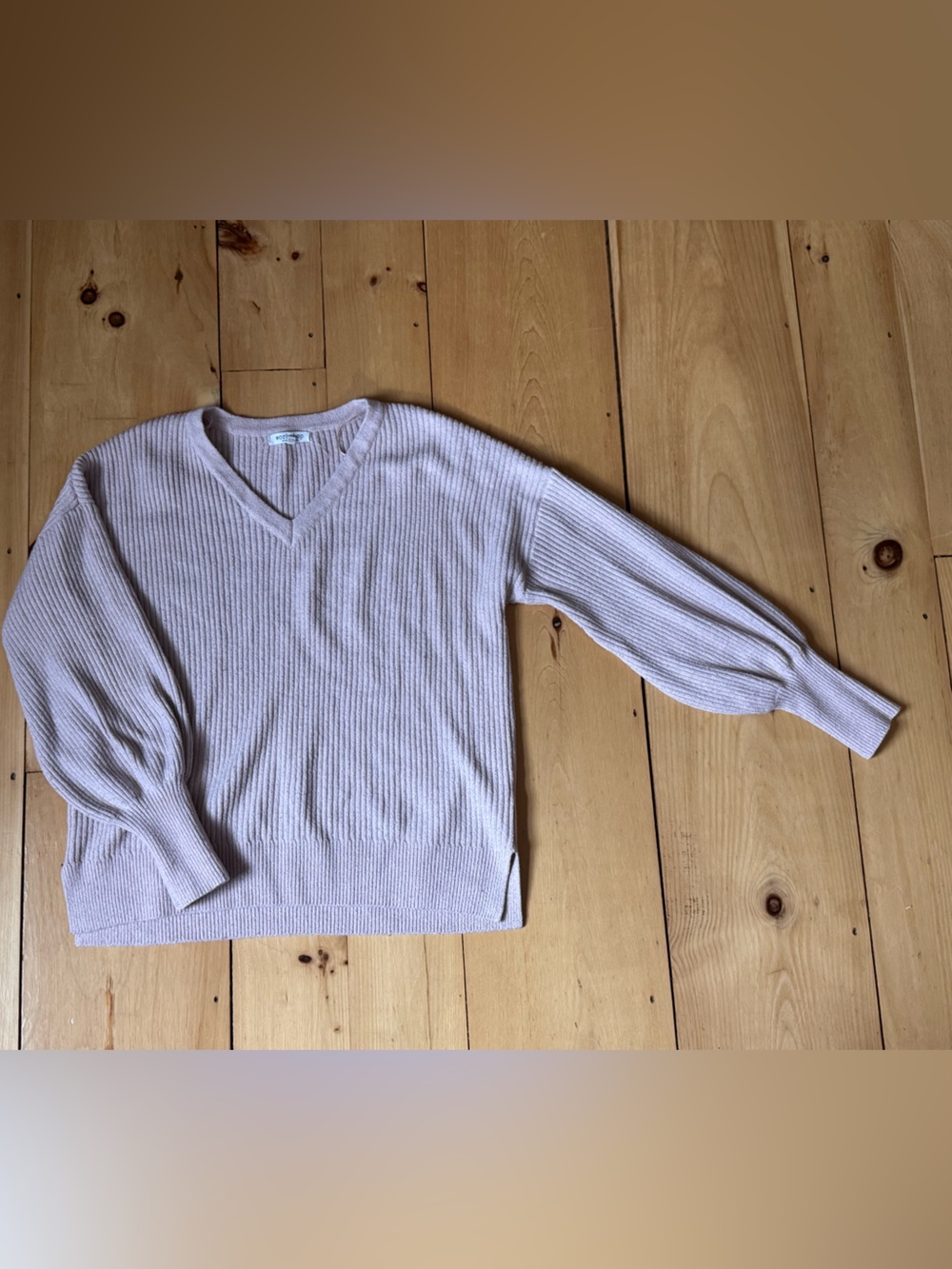 Workshop Republic Clothing Dusty Pink Ribbed V-Neck Sweater